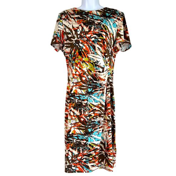 Bacci Womens Colorful Abstract Tropical Print Dress Size Large Artsy Teacher - Picture 1 of 6